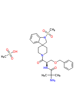 159752-10-0 2-氨基-N-[2-苄氧基 -(1R)-[1-(甲磺酰基)螺[二氢吲哚-3,4'-哌啶]-1'-基羰基]乙基]异丁酰胺甲磺酸盐